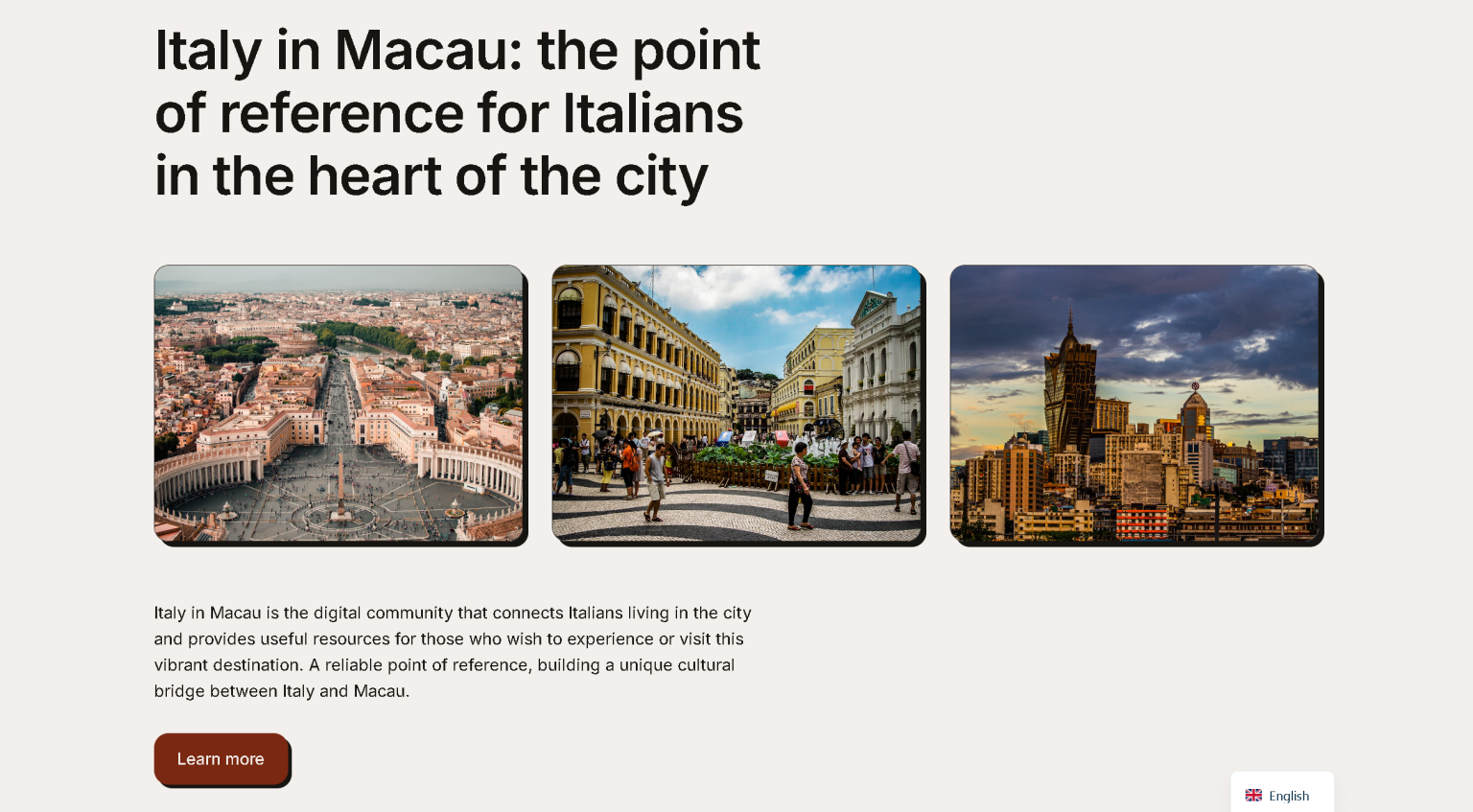 Homepage of ItalyinMacau.com, the new project of Andrea Pimpini